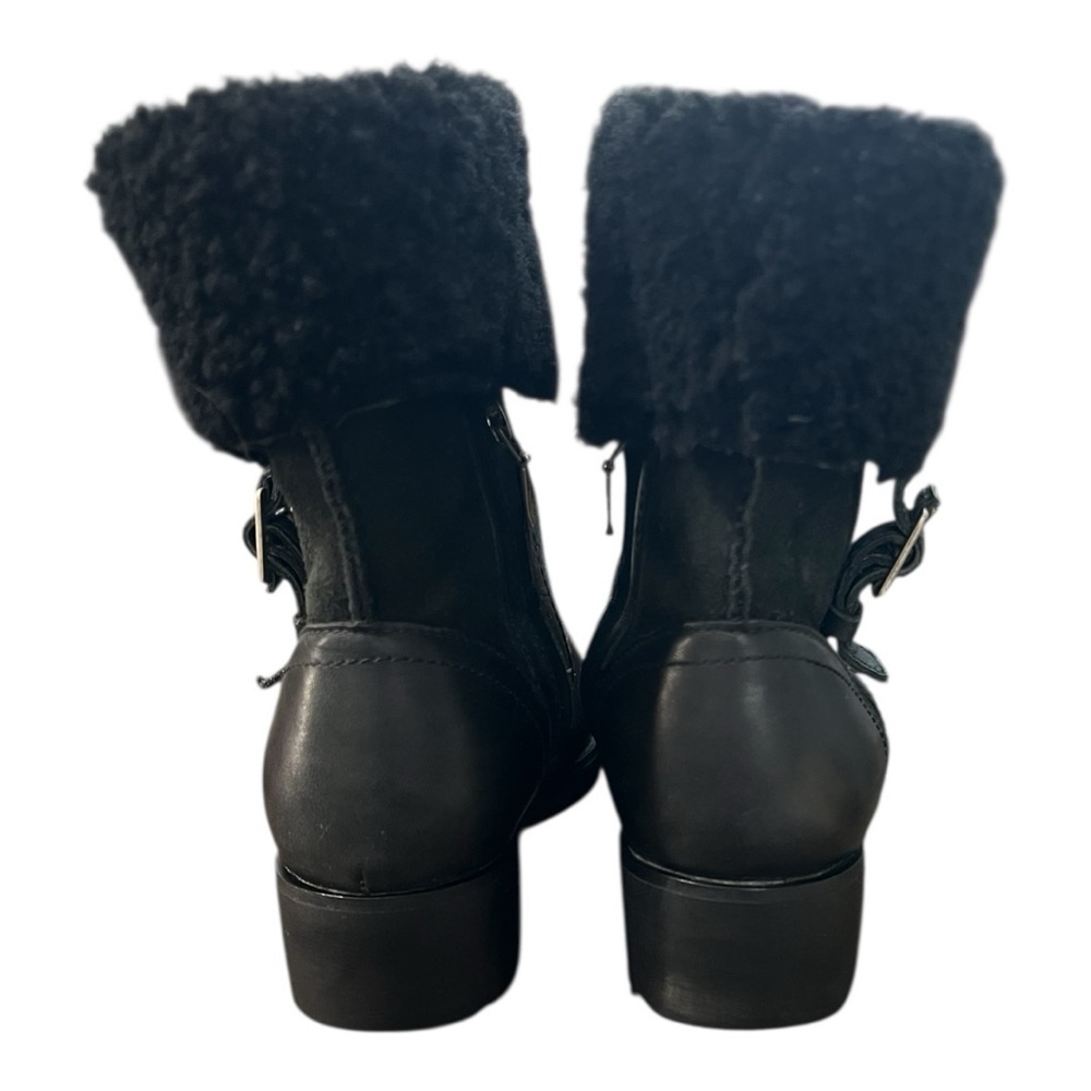 UGG Black Bellvue II Leather Boots with Shearling Lining Size 6 - Picture 7 of 12